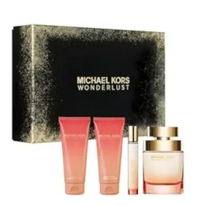 Michael Kors Wonderlust Women 3.4 Oz Spray Lotion Shower Gel & Mini 4 Pc Set