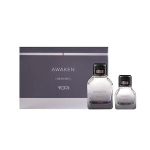 Tumi Awaken Men's Fragrance Set with Bag 2 Piece Set 3.4oz Edp and 1.0oz Edp