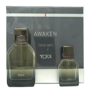 Tumi Awaken Men's Fragrance Set with Bag 2 Piece Set 3.4oz Edp and 1.0oz Edp