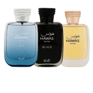 Hawas Ice Hawas Black and Hawas Women 3 Pcs Pack 3.4 oz Edp sp