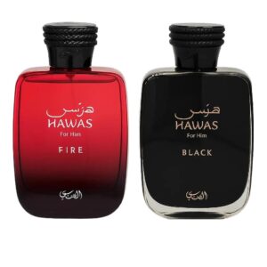 Rasasi Hawas Fire and Hawas Black Edp Sp 3.38oz 2 Pcs Combo Pack