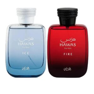Rasasi Hawas Ice and Hawas Fire For Men Edp Sp 3.38oz 2 pcs Combo Pack