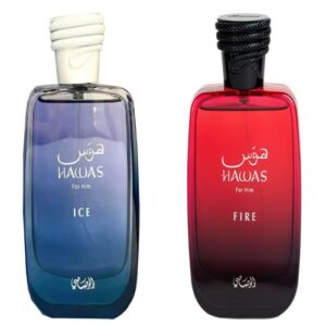 Rasasi Hawas Ice and Hawas Fire For Men Edp Sp 3.38oz 2 pcs Combo Pack