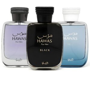 Hawas Ice and Hawas Men and Hawas Black 3 Pcs Combo Pack 3.4 oz EDP sp