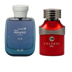 Hawas Ice and Dumont Celerio Epic for Men Edp 3.4oz Spray 2 Pcs Combo Pack