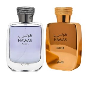 Rasasi Hawas and Hawas Elixir For Men 3.38 oz Edp Sp 2 Pcs Combo Pack