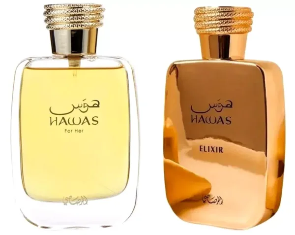Rasasi Hawas for Women and Hawas Elixir For men 3.4oz Edp sp 2 Pcs Combo Pack