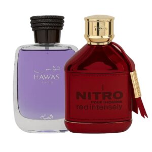 Hawas Men & Nitro Red Intensely Edp 3.4 oz 2pcs Combo Pack For Men By Rasasi & Dumont
