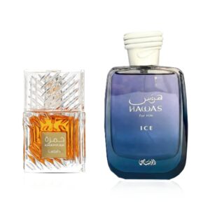 Hawas Ice Edp 3.4 oz for Men By Rasasi And Khamrah Edp 3.4 oz for Unisex By Lattafa