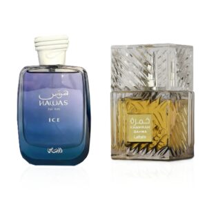 Hawas Ice EDP 3.4 oz for Men By Rasasi And Khamrah Qahwa EDP 3.4 oz for Unisex by Lattafa