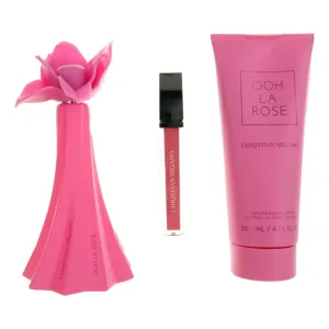 Ooh La Rose by Christian Siriano 3-Piece Gift Set for Women – 3.4 oz EDP Spray, 0.21 oz Lip Gloss & 6.7 oz Body Lotion