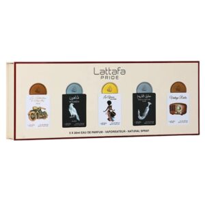 Lattafa Pride Gift Set Collection No.5 4x20ml EDP - BIKE 1910,SHAHEEN SILVER,AFRICAN DRUMMER,SHUYUKH SILVER,VINTAGE RADIO